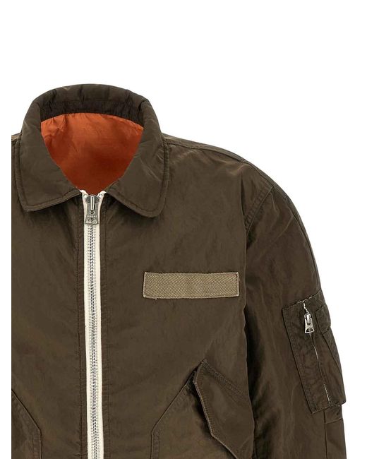 Sacai Brown Crumpled Nylon Jacket for men