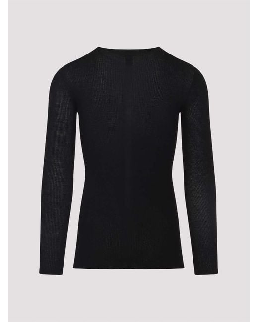 Rick Owens Black Wool Ribbed Round Neck Pullover for men