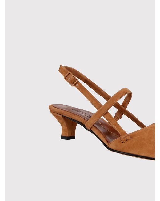 Pomme D'or Brown Suede Heeled Slingback