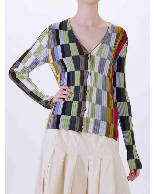 Paul Smith Blue Cardigan Righe Mix
