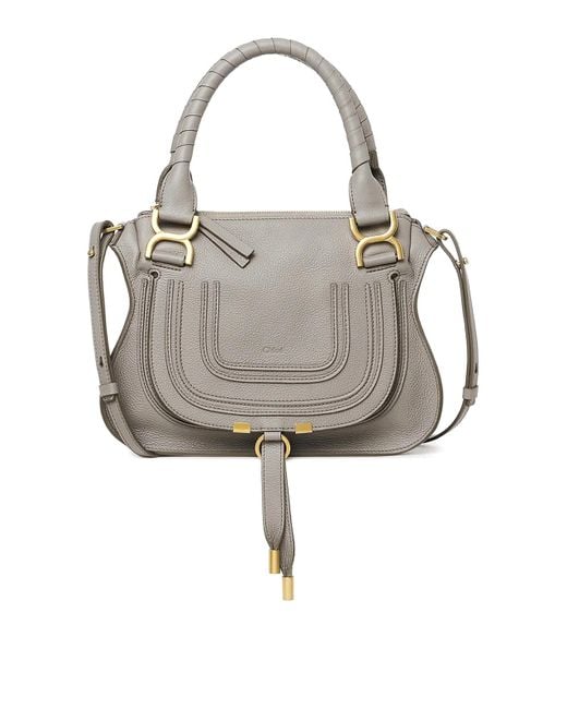 Chloé Gray Garnet Leather Handbag With Handle Detail