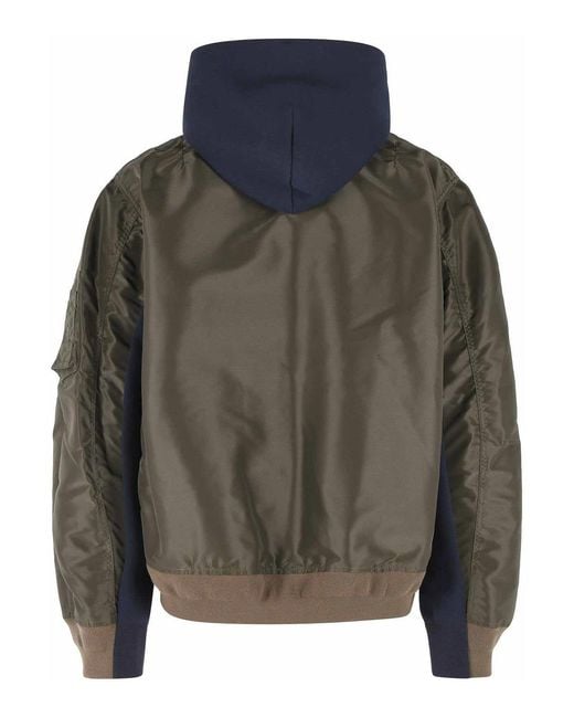 Sacai Blue Cotton And Khaki Blend Sweatshirt for men