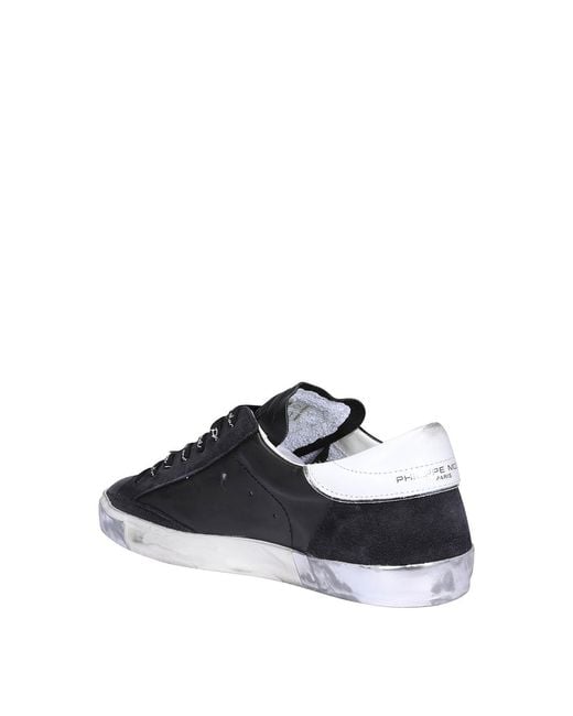 Philippe Model Black Paris X Leather Sneakers for men