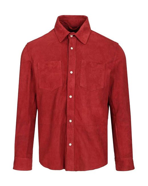 Barba Napoli Red Suede Shirt for men