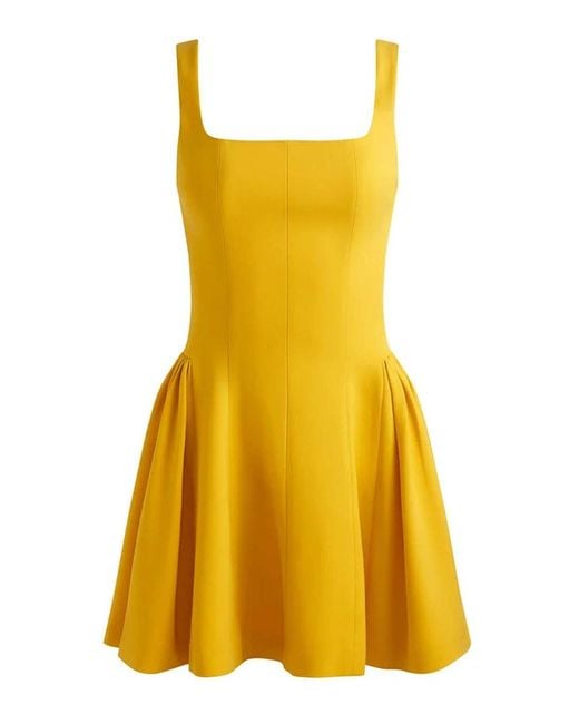 Alice + Olivia Yellow Vera Fit And Flare Mini Dress