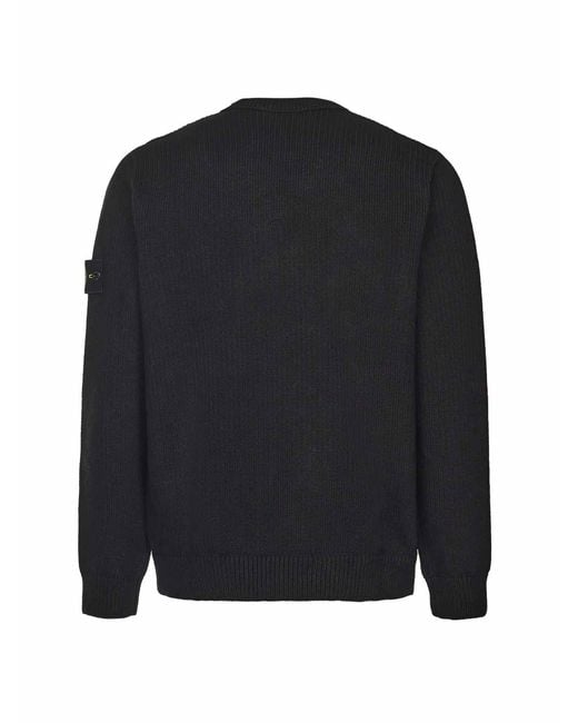 Stone Island Black Sweaters Cotton Elastomultiester for men