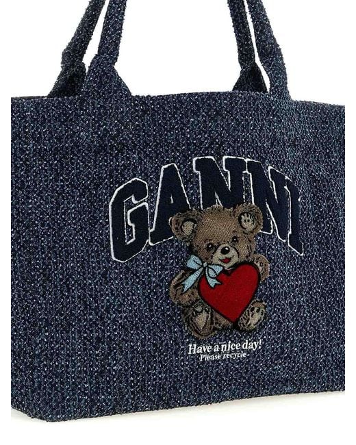 Ganni Blue Medium Shopping Bag