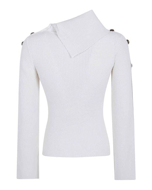 Elisabetta Franchi White Tricot Round Neck Sweater
