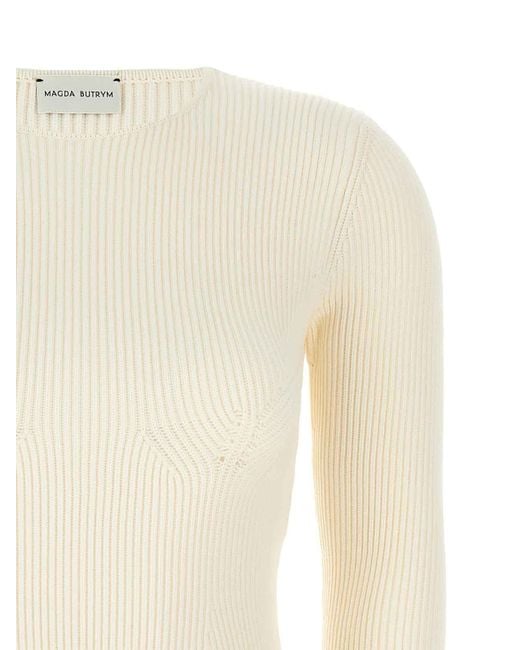 Magda Butrym White Ribbed Sweater