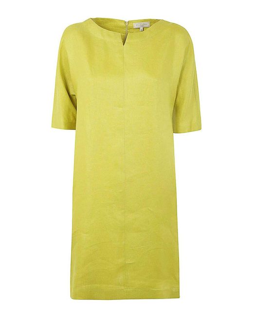 Antonelli Yellow Moravia 3/4 Sleeves Guru Neck Dress