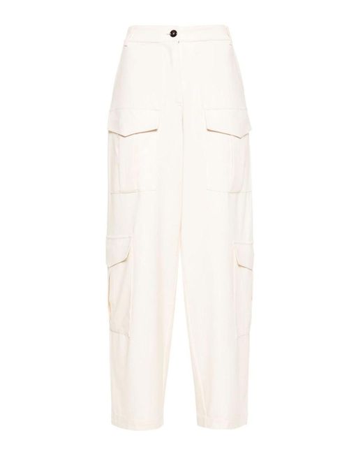 Pinko White Trousers With Cargo Pockets