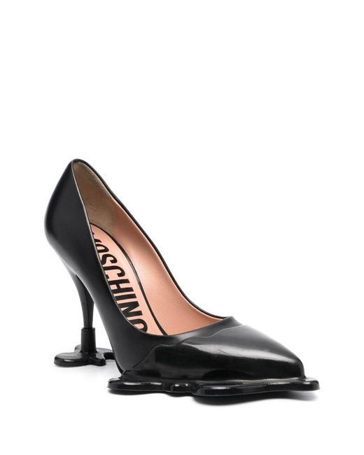Moschino Black 100mm Sculpted Leather Pumps