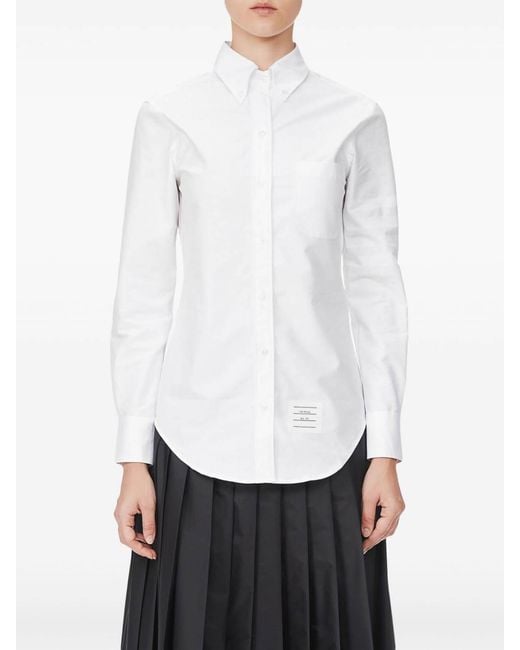 Thom Browne White Long-Sleeve Button-Fastening Shirt