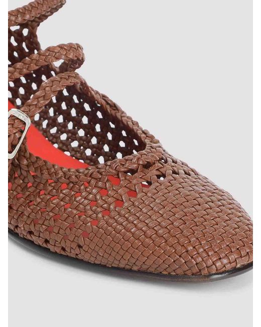 CAREL PARIS Brown Ariana S Braided Ballerinas