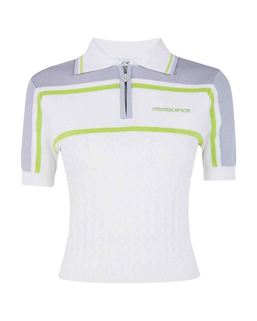 Casablanca White Tennis Polo Cropped Shirt