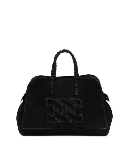 Casadei Black Park Avenue Leather Tote Bag