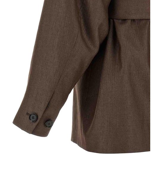 Kiton Brown Linen Blend Blazer