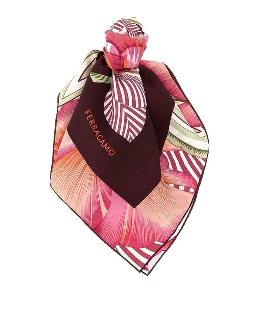 Ferragamo Pink Brezza Print Scarf