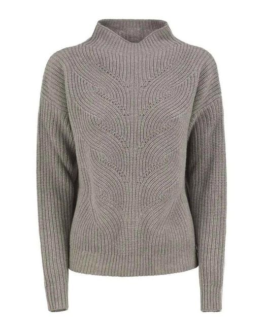 Herno Gray Cable Knit Sweater