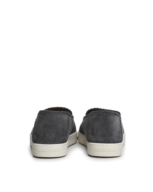 Giorgio Armani Gray Suede Loafers for men