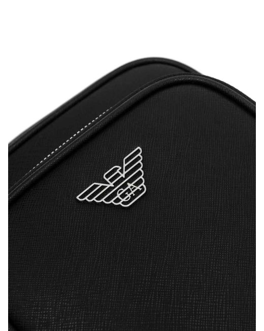 Emporio Armani Black Leather Crossbody Bag for men