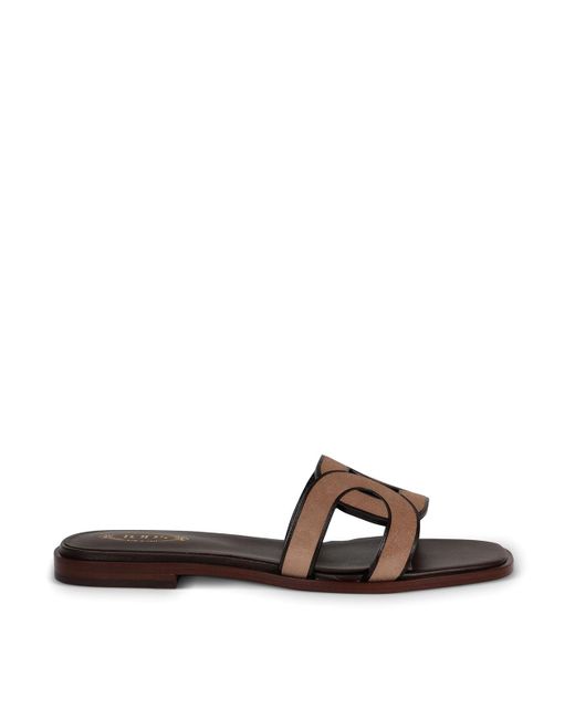 Tod's White Leather Sandals With Chain Detail