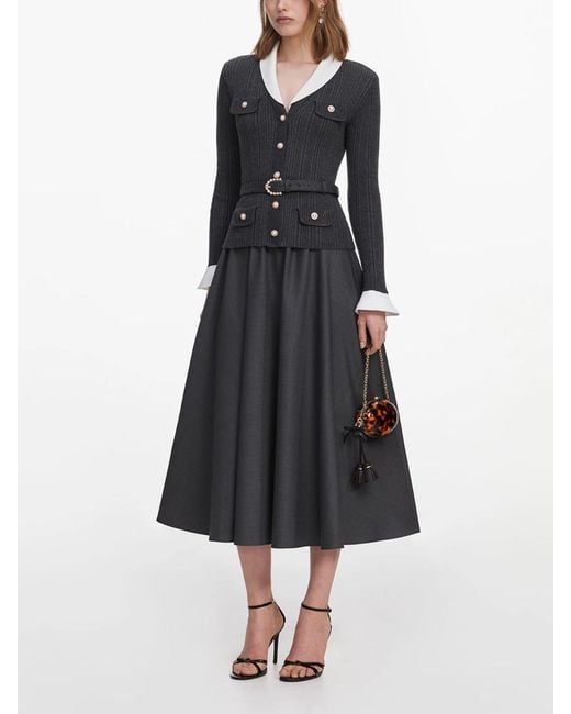 Self-Portrait Black Knit Midi Dress