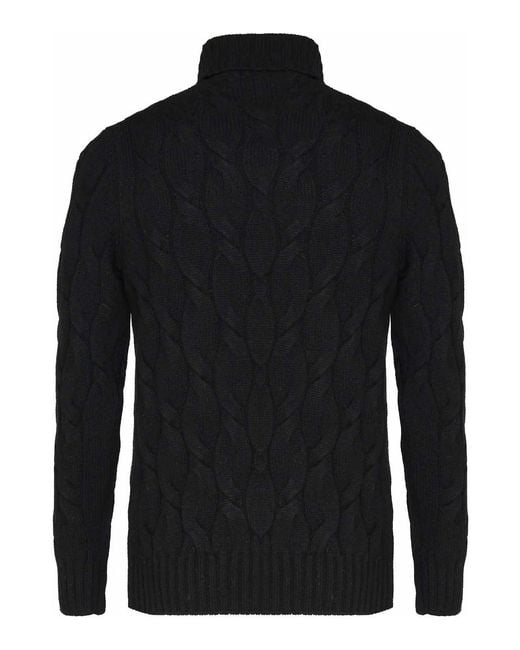 Giuliano Galiano Black Tricot Turtleneck Sweater for men