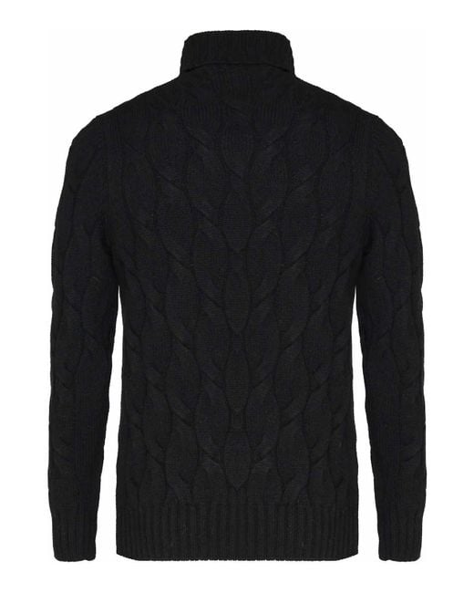Giuliano Galiano Black Tricot Turtleneck Sweater for men