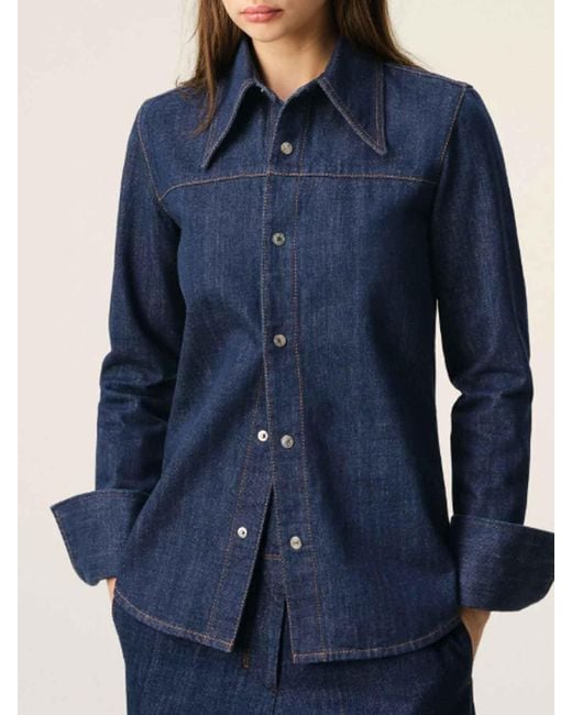 AMI Blue Sharp Collar Shirt for men