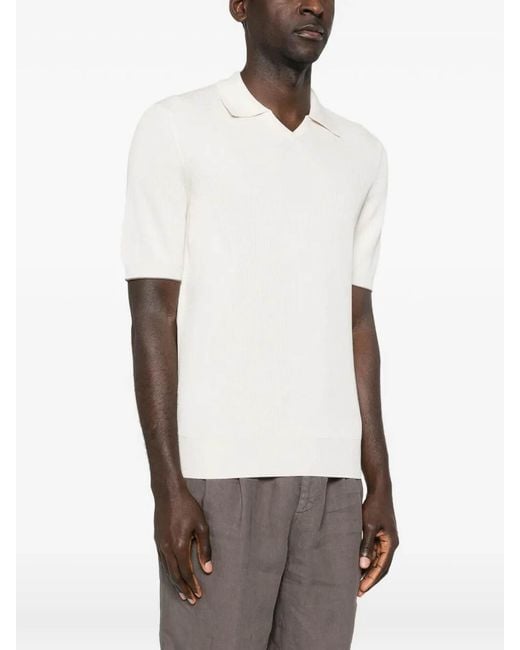 Brunello Cucinelli White Polo-Style Sweater for men