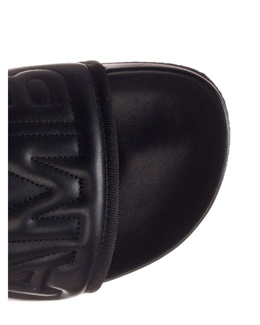 Ambush White Leather Branded Sliders for men