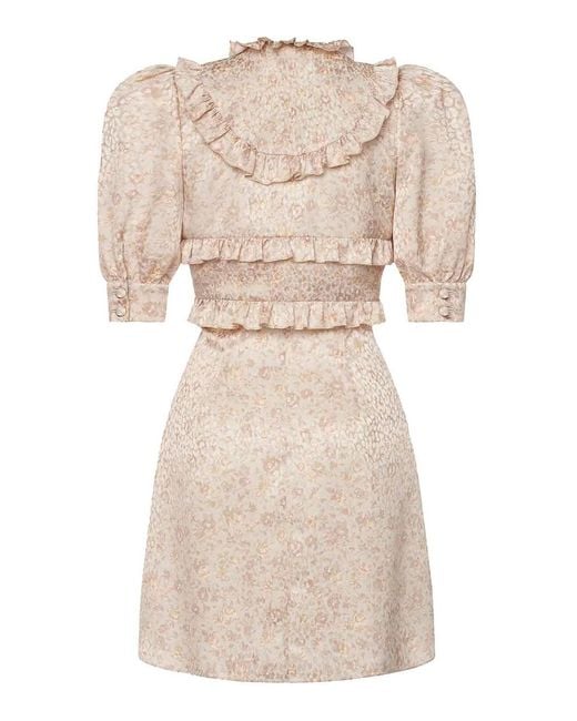 Alessandra Rich Natural Printed Silk Jacquard Mini Dress