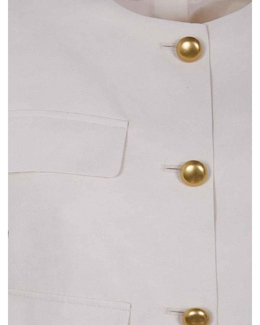 P.A.R.O.S.H. White Raisa26 Viscose Linen Jacket