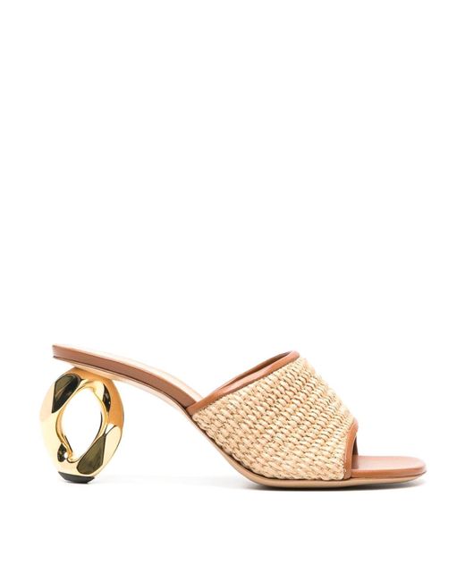 J.W. Anderson Natural 80mm Chain-heel Raffia Mules