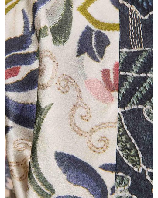 HUI Blue Chinese-Style Printed Silk Jacket
