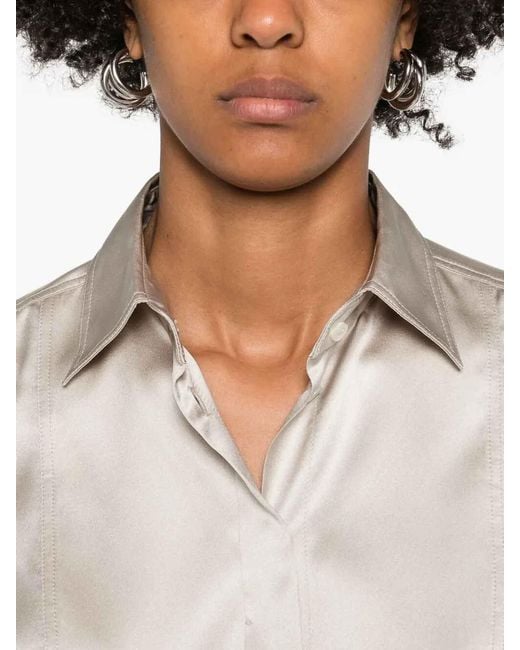 Brunello Cucinelli White Satin Shirt With Monili