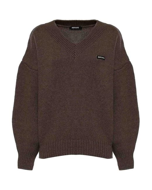ROTATE BIRGER CHRISTENSEN Brown Wool Sweater With Logo