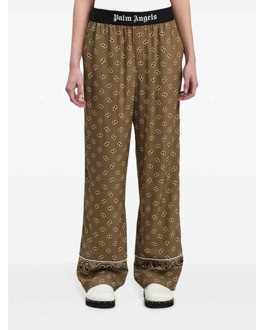 Palm Angels Green Logoed Trousers