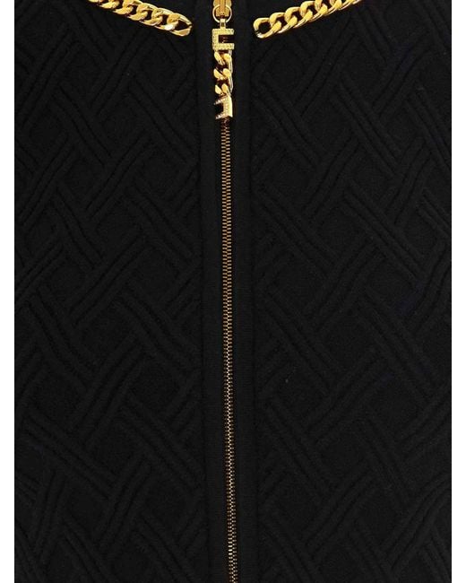 Elisabetta Franchi Black Tricot Cropped Cardigan