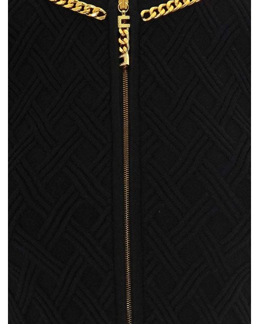 Elisabetta Franchi Black Tricot Cropped Cardigan