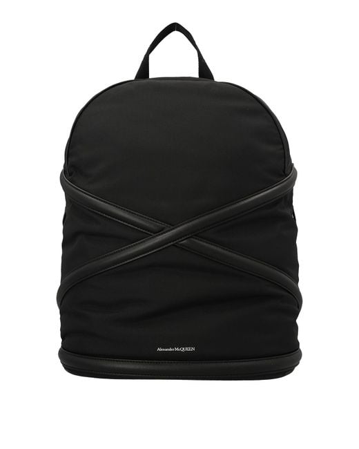 Zaino in pelle nera con manici superiori e cinghie regolabili di McQueen in Black da Uomo