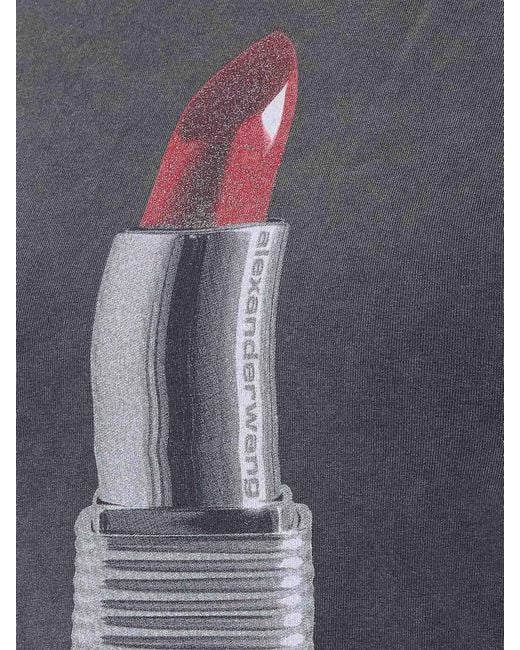 Alexander Wang Gray Lipstick Logo T-Shirt