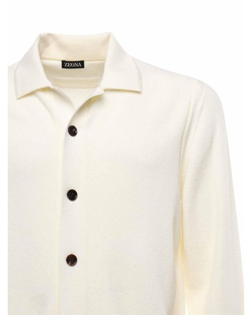 Zegna White Wool Polo Shirt for men