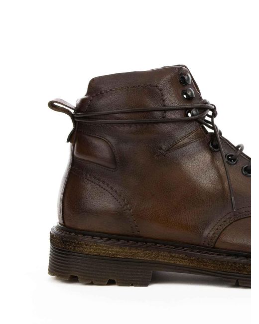Corvari Brown Leather Mahogany Boot With Laces for men