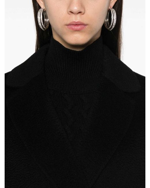 Max Mara Black Wool And Cashmere Dressing Gown Coat