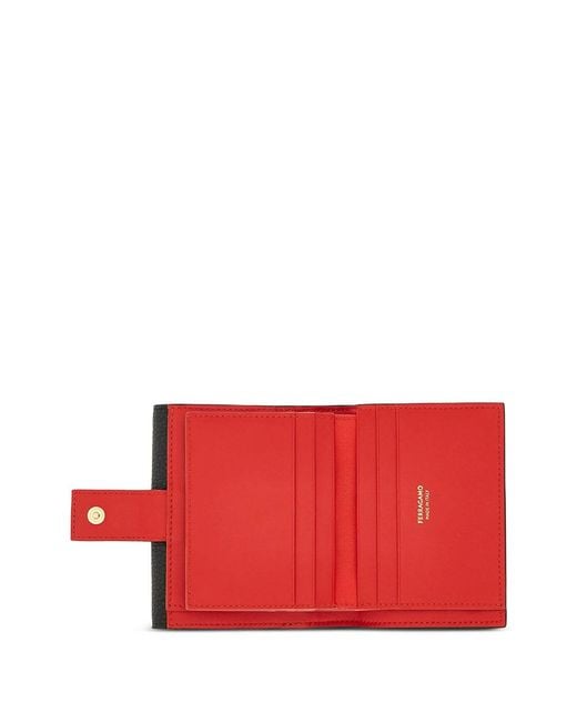 Ferragamo Black Gancini Grained Leather Compact Wallet