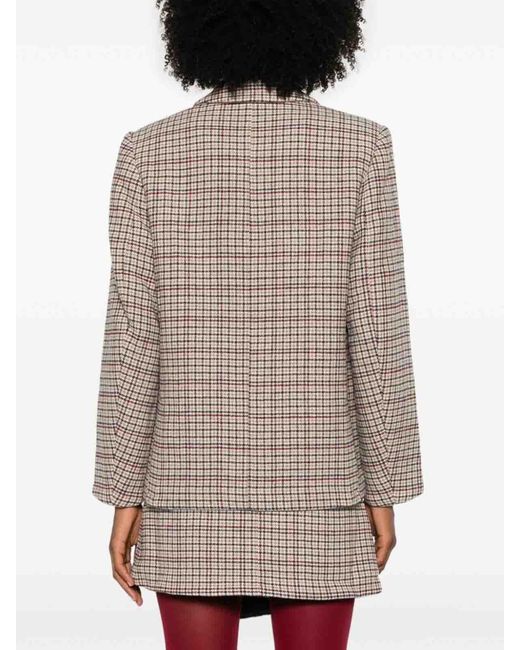 Ganni Check Wool Mix Boxy Blazer in Black | Lyst