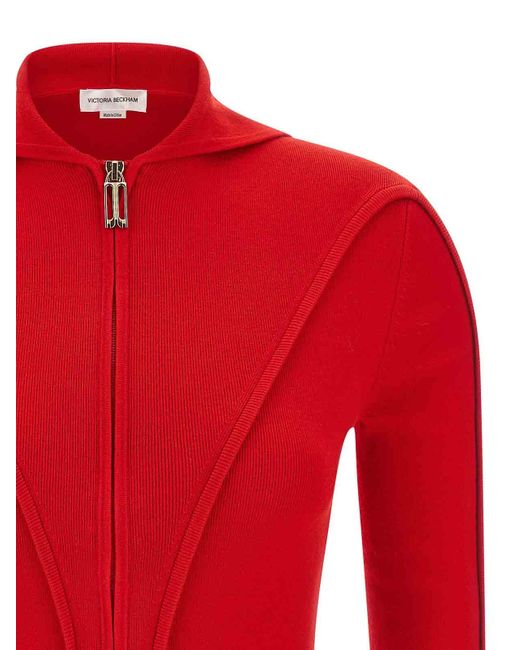 Victoria Beckham Red Wool Cardigan