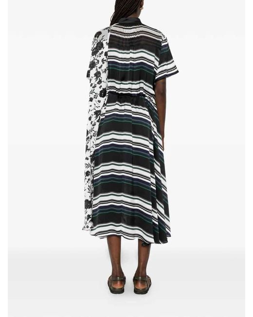 Sacai White Floral-Print Midi Dress